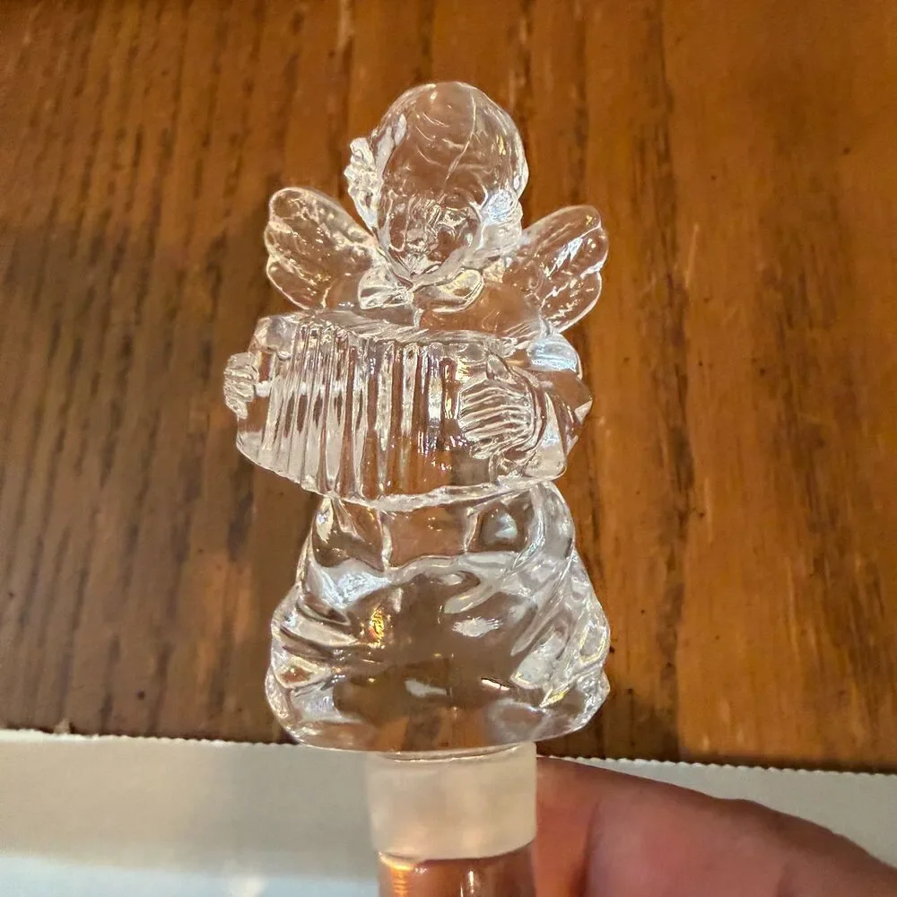 Mikasa Cherub Song Crystal Bottle Stopper T8194/900 Angel Accordion w/ Box